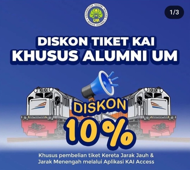 Diskon Tiket KAI Khusus Alumni UM