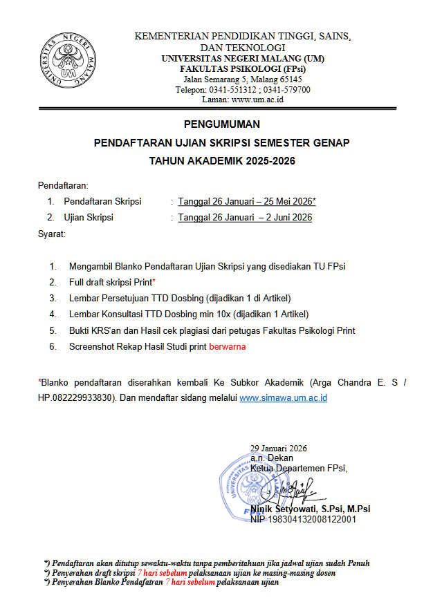pengumumuman ujian skrupsi genap 2025 2026